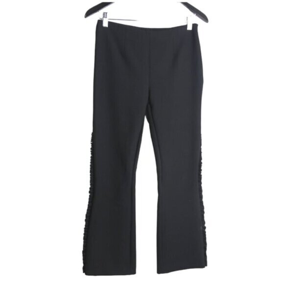 Cinq A Sept Onyx Ruffle Trim Flared Cropped Black Pants Size 2 - Picture 1 of 7